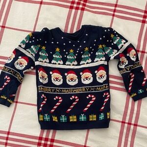H&M Kids Festive Sweater - Navy, Red, Green. Size 3T